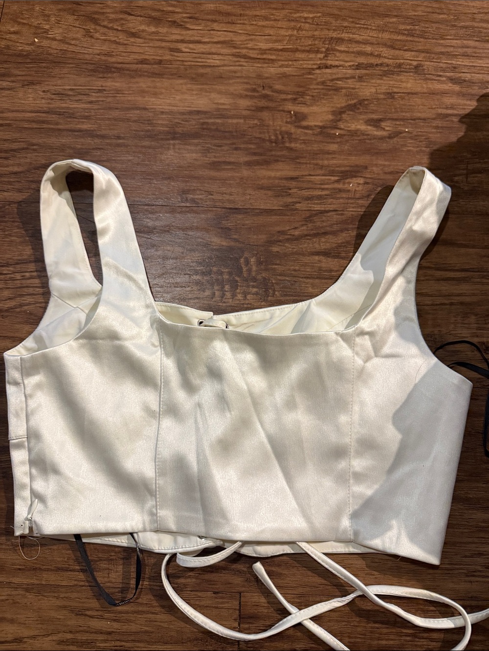 Forever 21 Ivory Satin Lace-Up Crop Top - Picture 4 of 4